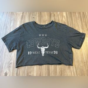 Fashion Nova grey Cowboys cropped top